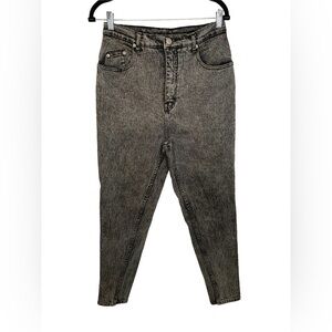 Vintage 80 Steffano International High Waisted Acid Wash Black Skinny Jean SZ 16